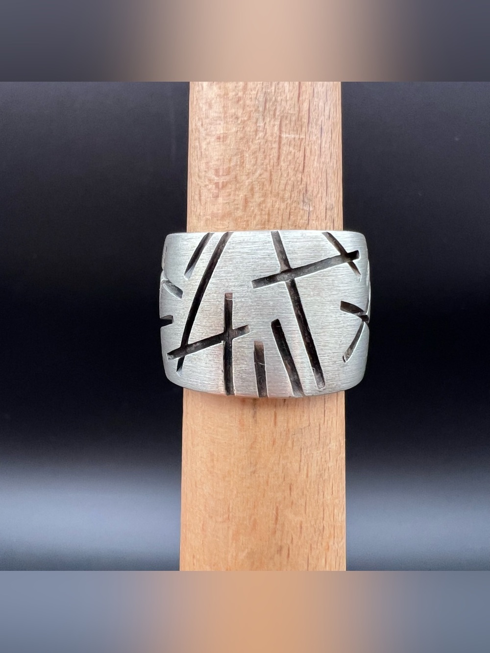 Sterling Silver Wide Abstract Cigar Band Ring